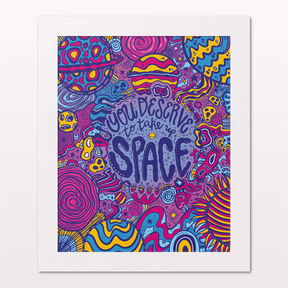 Art print in white frame on white wall