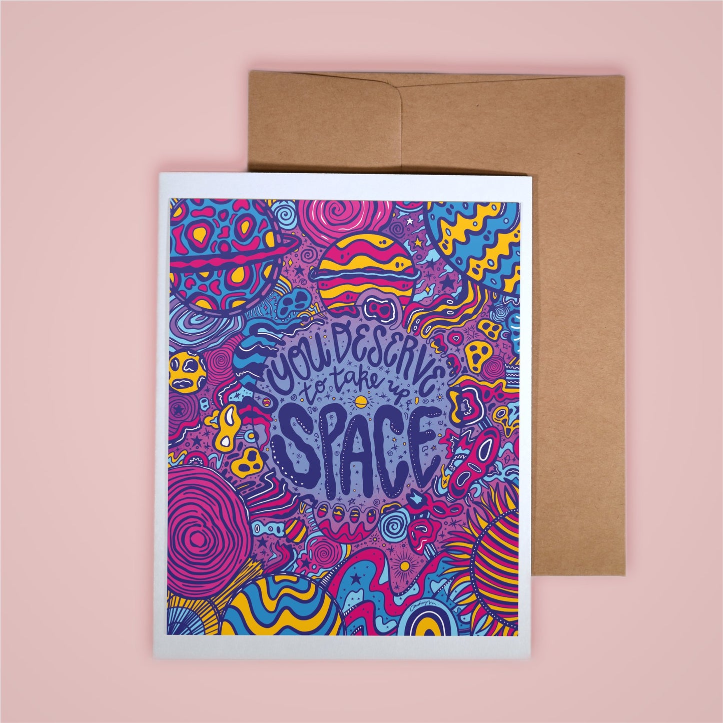 Card on pink background
