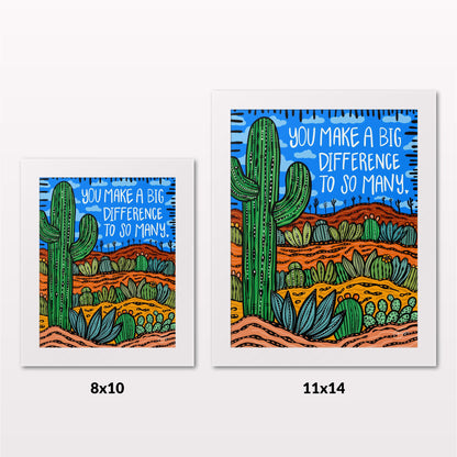 Comparing 8x10 and 11x14 framed art prints on a white wall